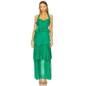 Line & Dot Cari Halter Maxi Dress in Kelly Green